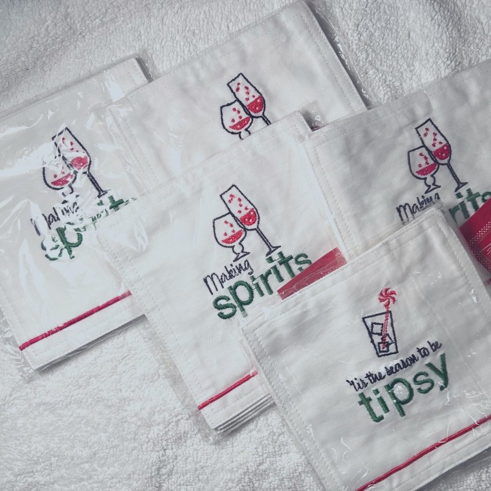Grasslands Road-Studio 100-NWT-Cocktail Napkins-Tipsy/Spirits-Reusable Cotton